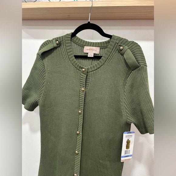 French Connection Ribbed Button-Front Sweater Dress - Picture 5 of 11